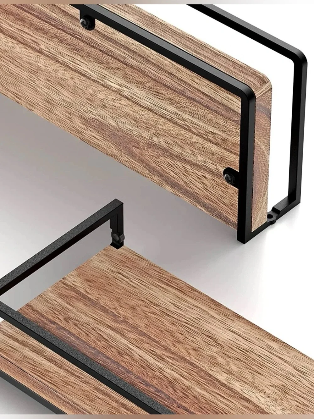 Meangood Floating Shelves Wall Mounted Set of 2, Rustic Wood Wall Storage Shelve